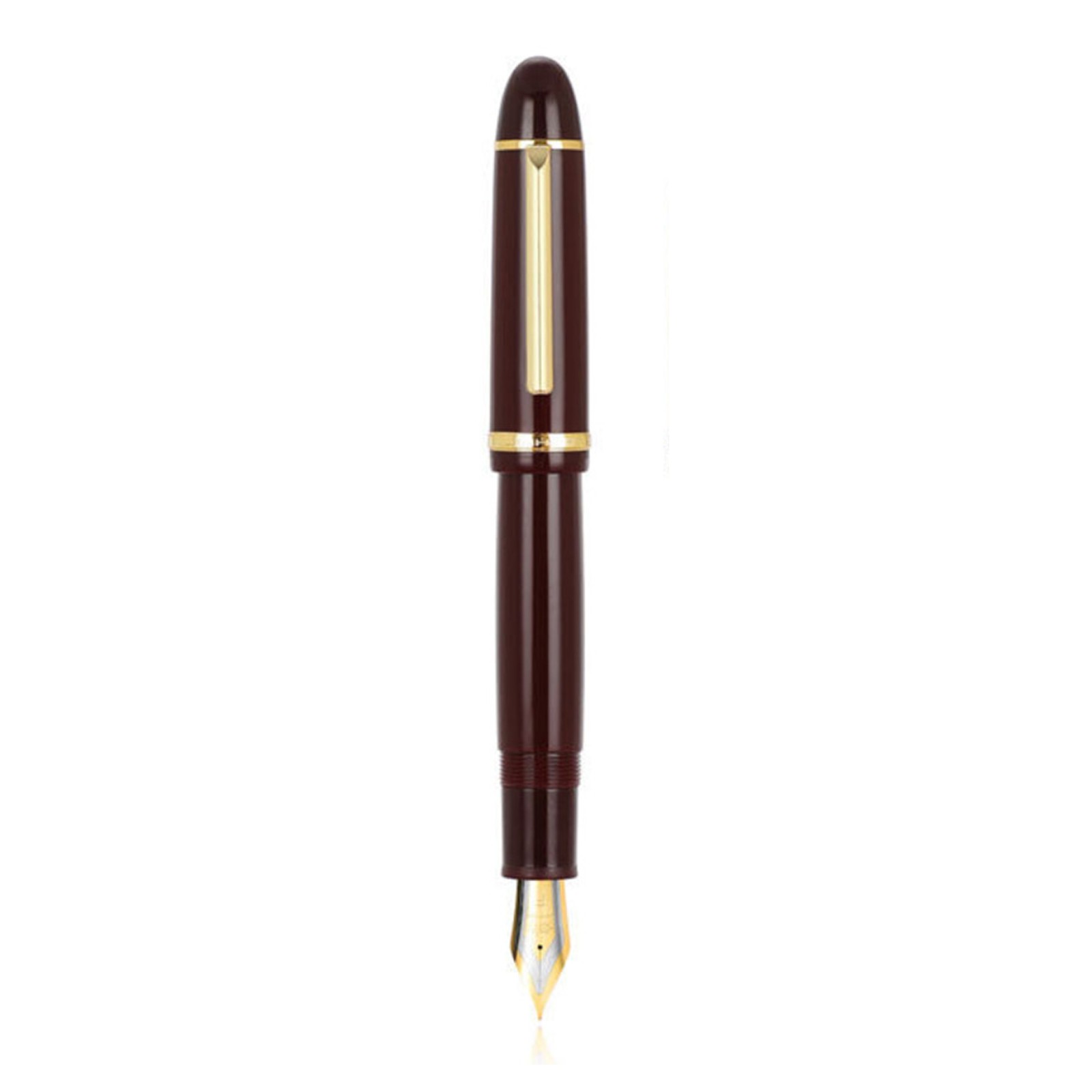 Wine Red Acrylic Fountain Pen Metal Gold Clip Fine 0.5mm Nib Writing Ink Pen L
