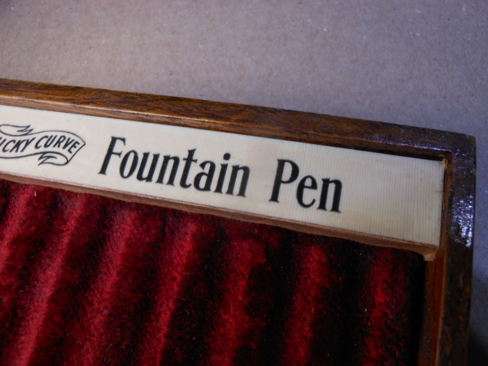 Vintage The Parker Lucky Curve Fountain Pen Display Tray Oak Dovetailed