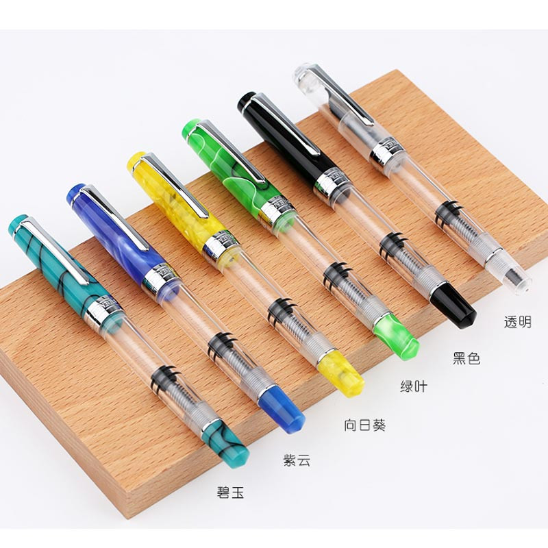 Penbbs 309-8SF Transparent Optional Piston Fountain Pen Fine Nib 0.5mm Writing #