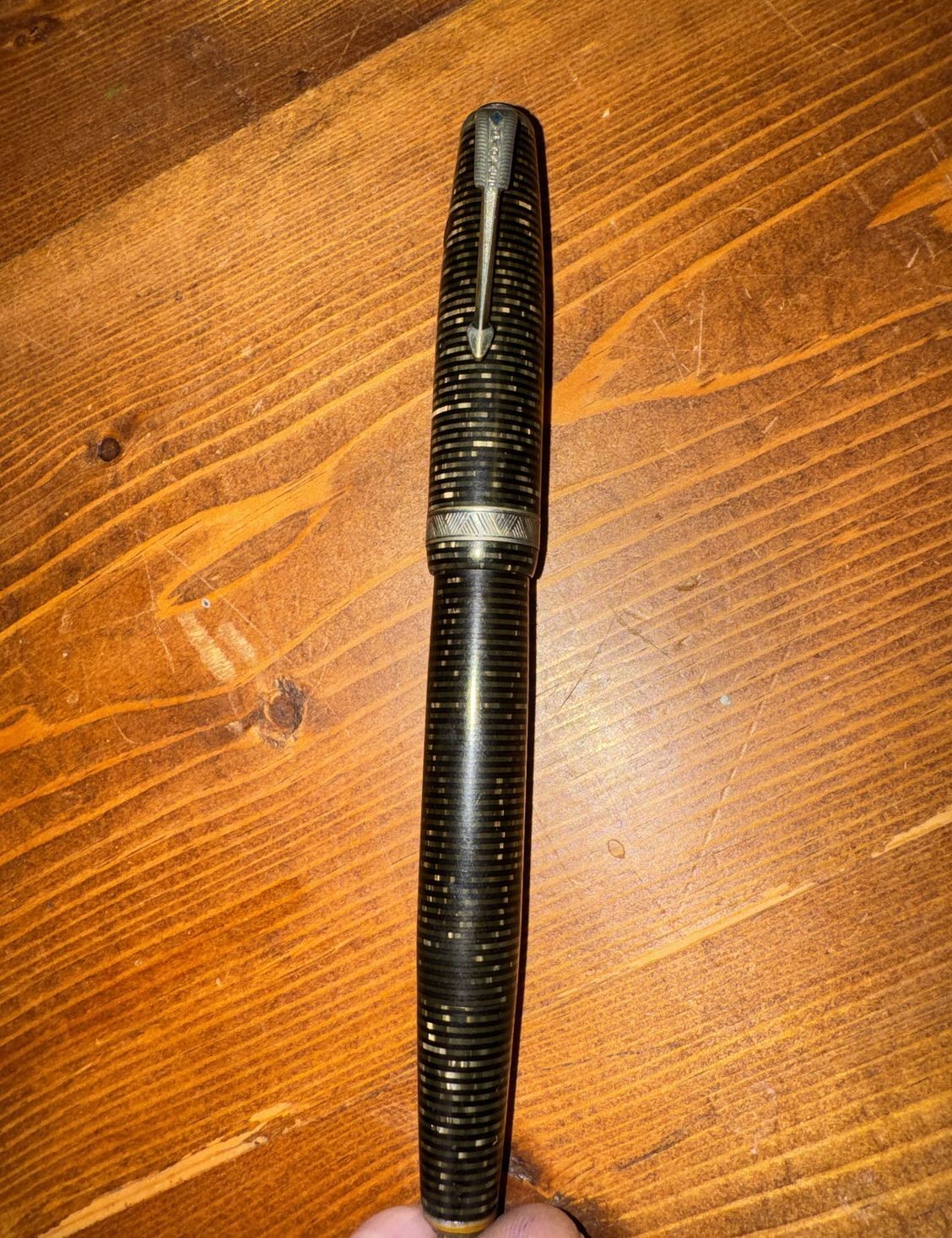 Vintage 1944 Parker Vacumatic Fountain Pen Silver Pearl As-is Great Clarity