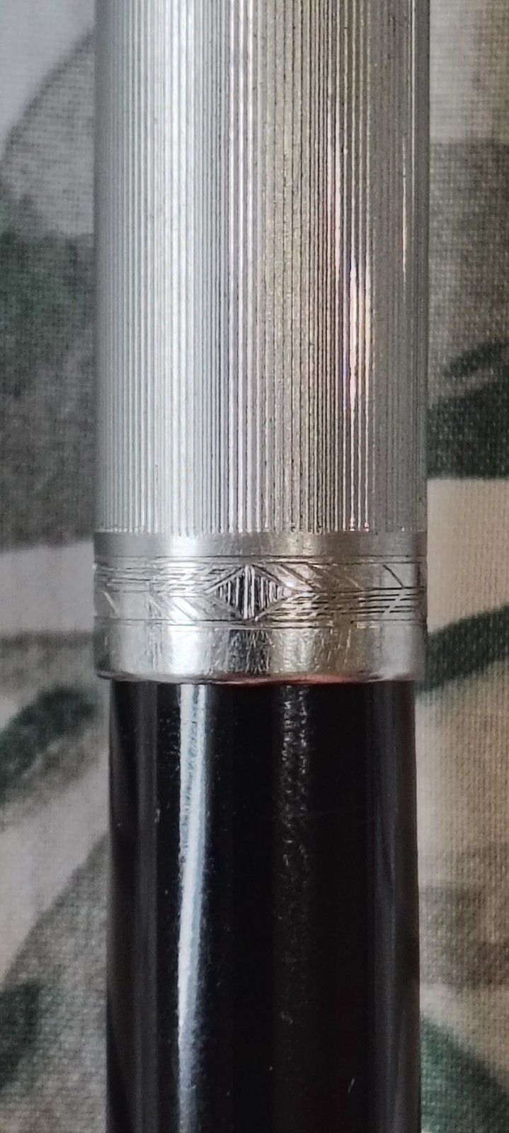 Parker 51 Vacumatic Sterling Cap, Black Barrel Fountain Pen Fine 14k Gold Nib