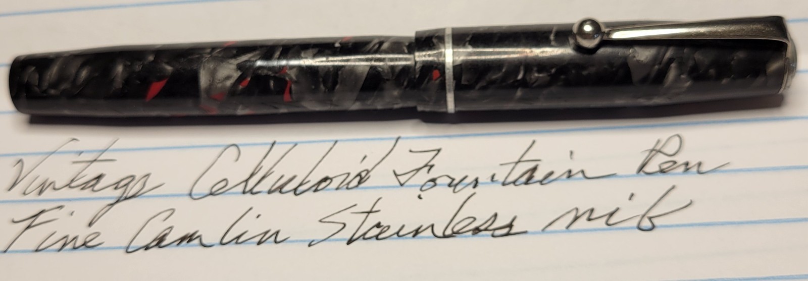 Vintage Unbranded Fountain Pen Black/Gray`Fine Camlin Nib