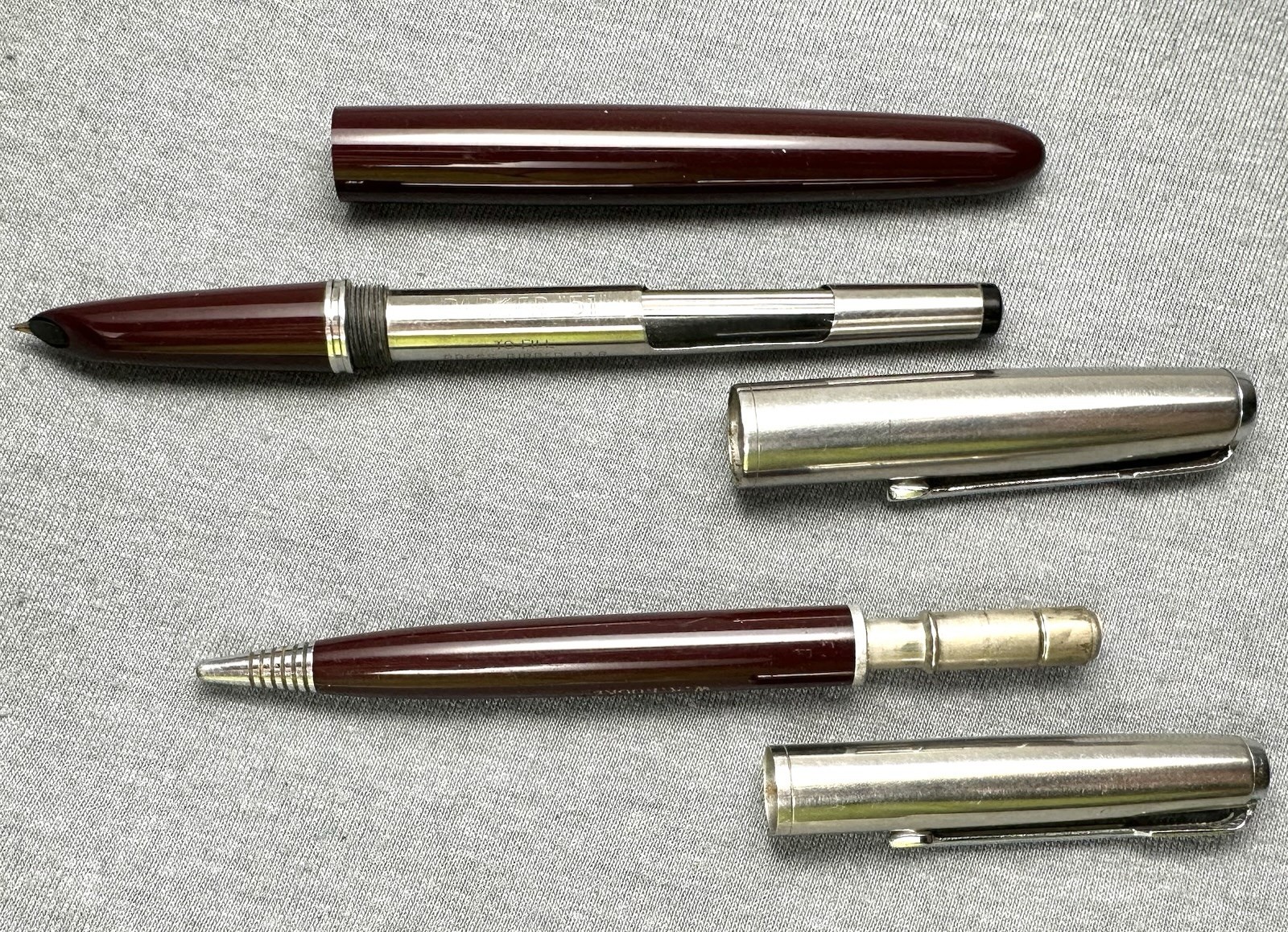 Parker 51 Fountain Pen & Lucky Pencil Set In Burgundy Excellent c. 1950