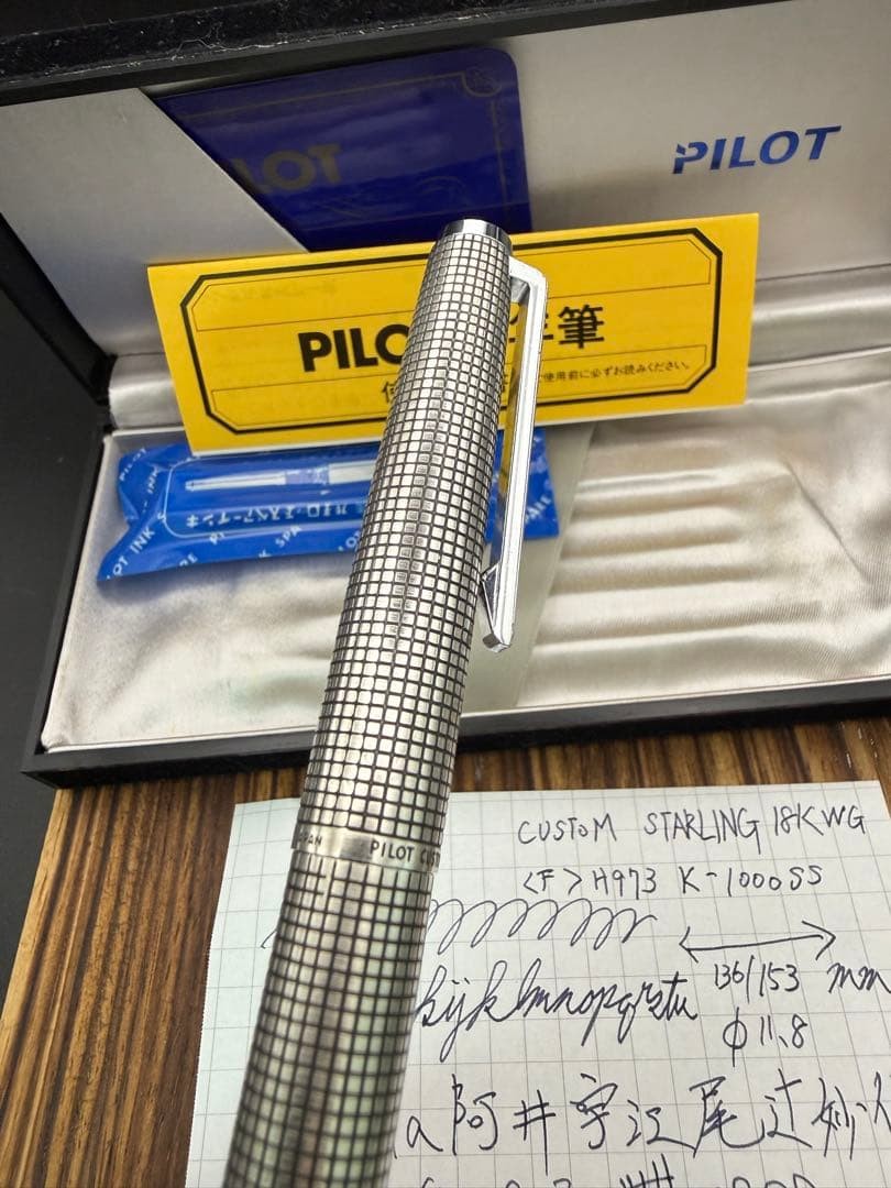 Rare Pilot Custom Sterling 18KWG 1973 Medium M Fountain Pen Vintage Japan
