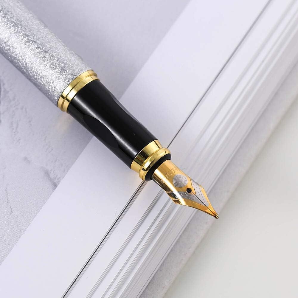 Signature Fountain Pen Silver Gold Dragon with Red Eyes – No Logo