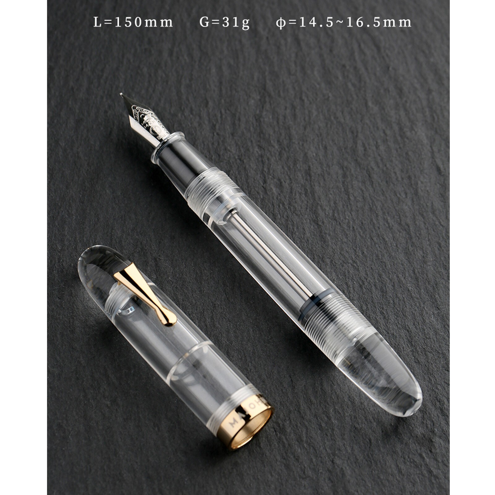 Majohn C4 Eyedropper Fountain Pen Clear Acrylic Big Size Writing Pen EF/F/M Nit3