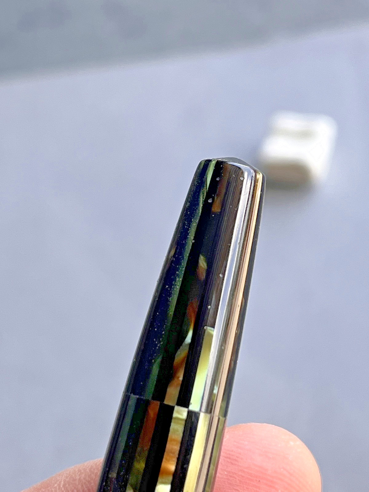 Parker Brown/Green Striped Duofold, Vac-Filler, 14K nib/trim, Fully Restored
