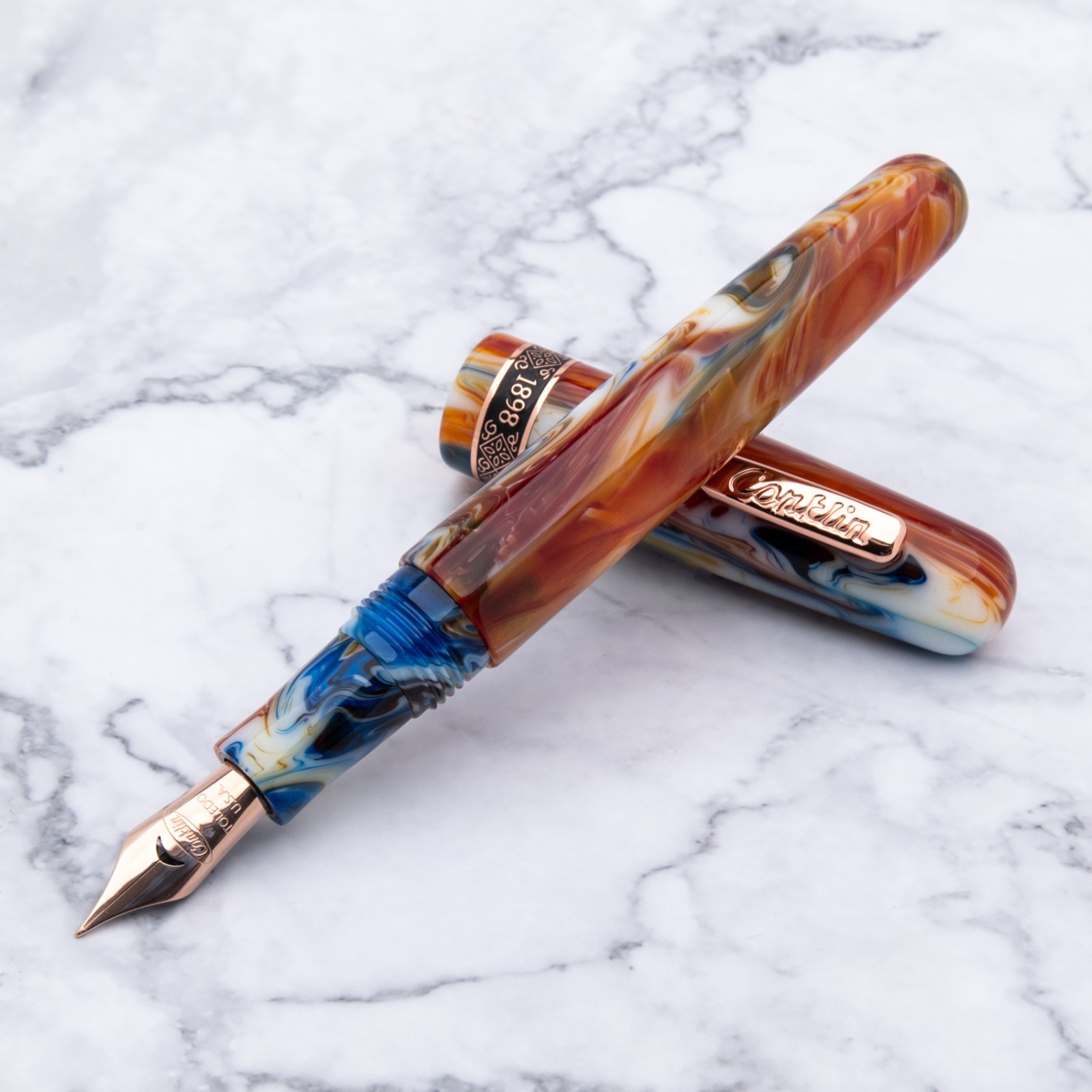 Conklin Misto 1898 Orange Blue Fountain Pen Mint Luxury Box Special Mixed Resin