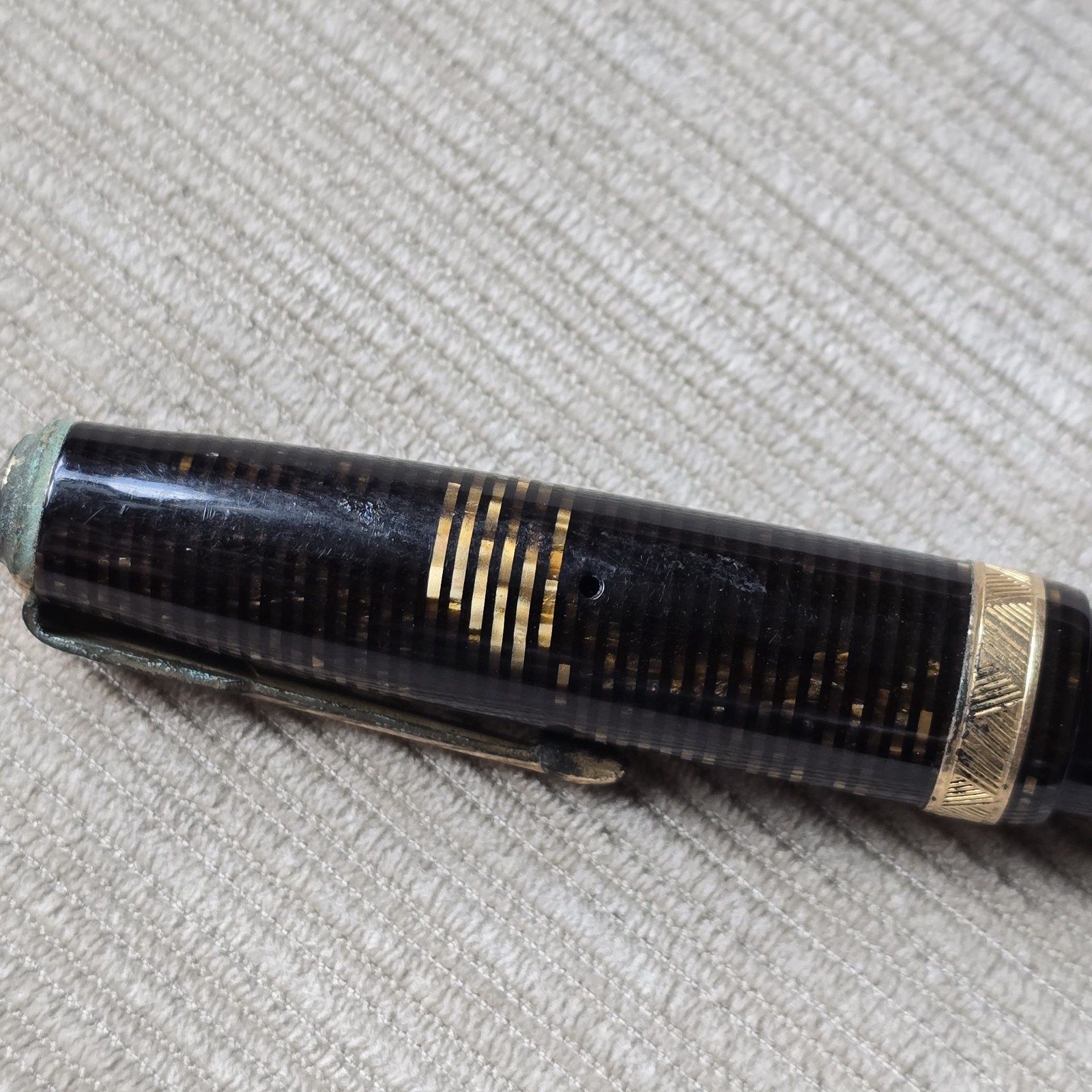 PARKER Vacumatic MAJOR Speedline Golden Brown Pearl Fountain Pen Gold F Nib