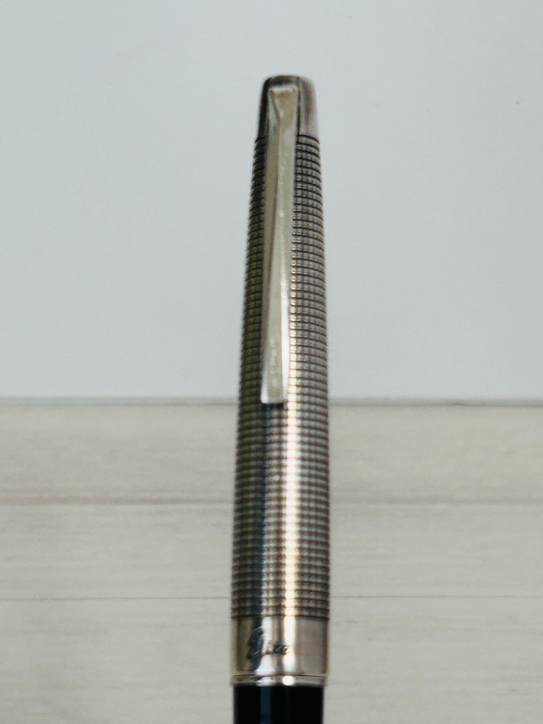 Pilot Elite Sterling Silver Grid Fountain Pen 18KWG Fine (F) Nib H372 Japan Rare