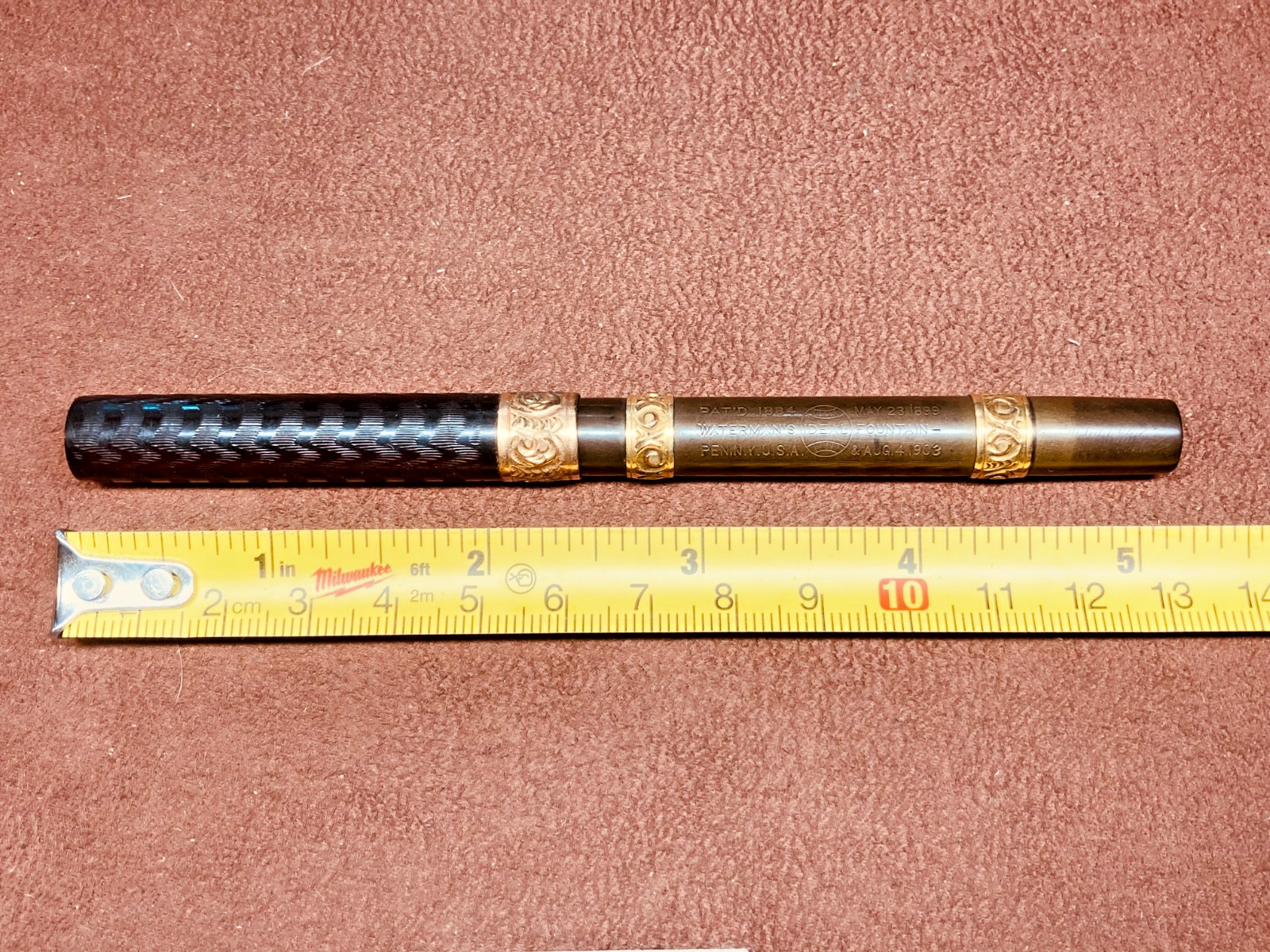WATERMAN 12 EYEDROPPER FOUNTAIN PEN WITH NICE REPOUSSE’ BANDS