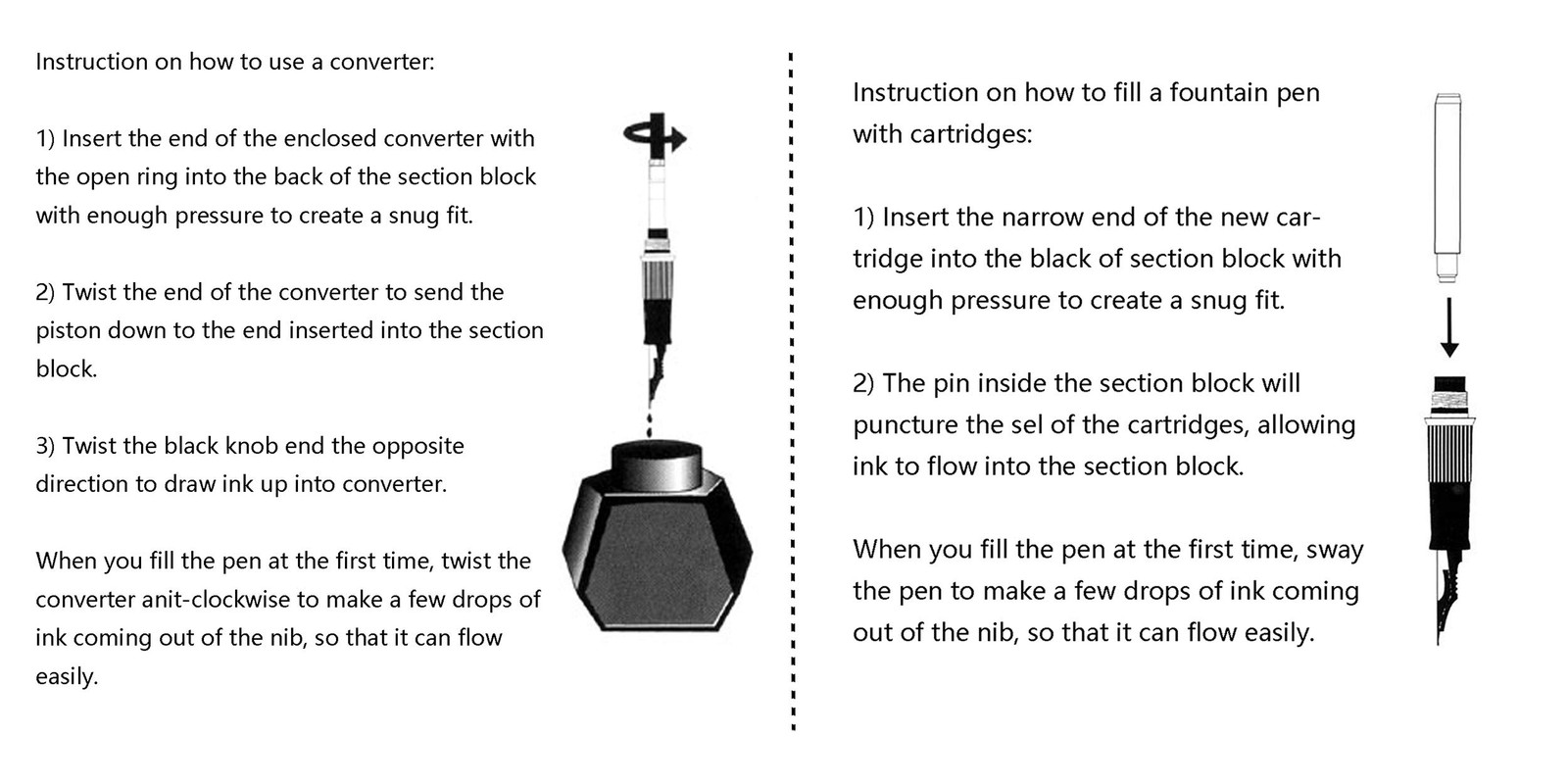 Matte Black Forest Fountain Pen Extra Fine Nib Classic Design with Converter …