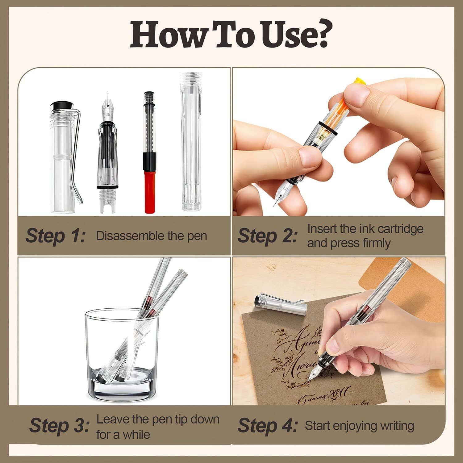 Calligraphy Set, 7 Calligraphy Pens with Different Nibs and 40 Ink Cartridges in