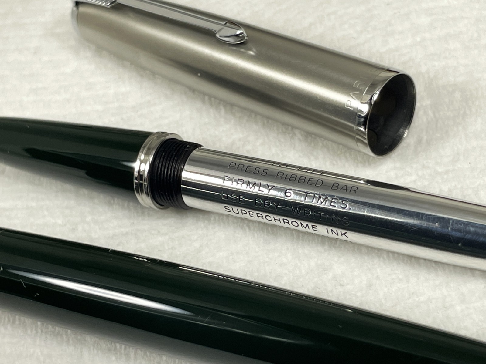 Vintage PARKER 51 Fountain Pen SET in Box ~ 1949 GREEN 6 Times Filler ~ Restored