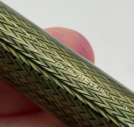 Green English Duofold Fountain Pen- Herringbone pattern – 14k gold nib