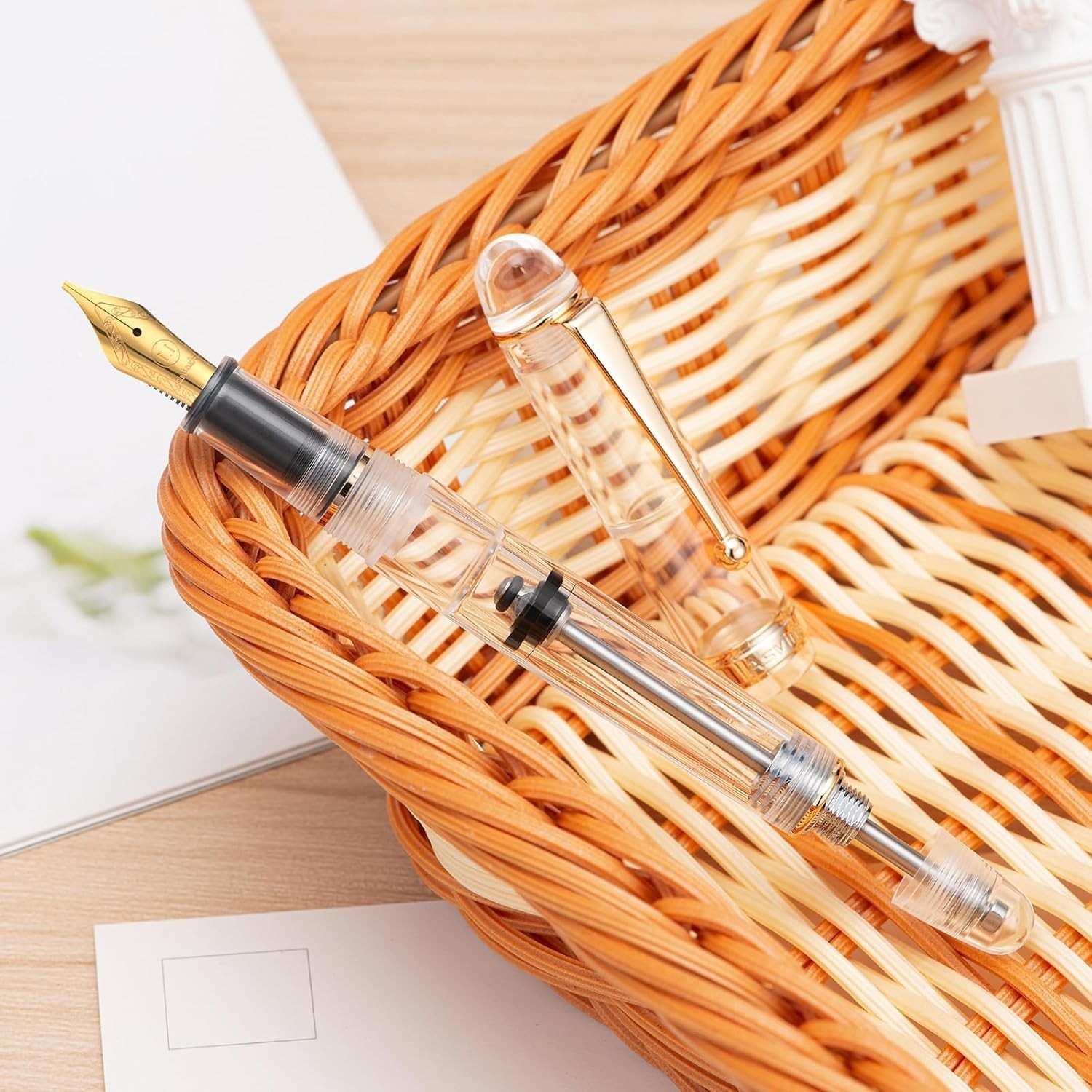 V126 Vacuum Filling Fountain Pen – Clear Acrylic Stub Nib 1.1mm for Calligraphy