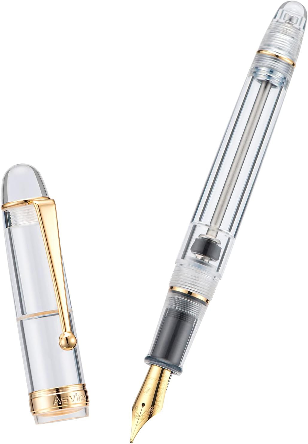 Asvine V126 Vacuum Filling Fountain Pen Extra Fine Nib, Transparent Clear