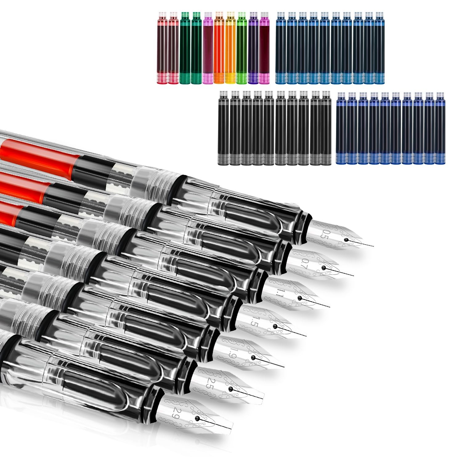 Calligraphy Set, 7 Calligraphy Pens with Different Nibs and 40 Ink Cartridges in