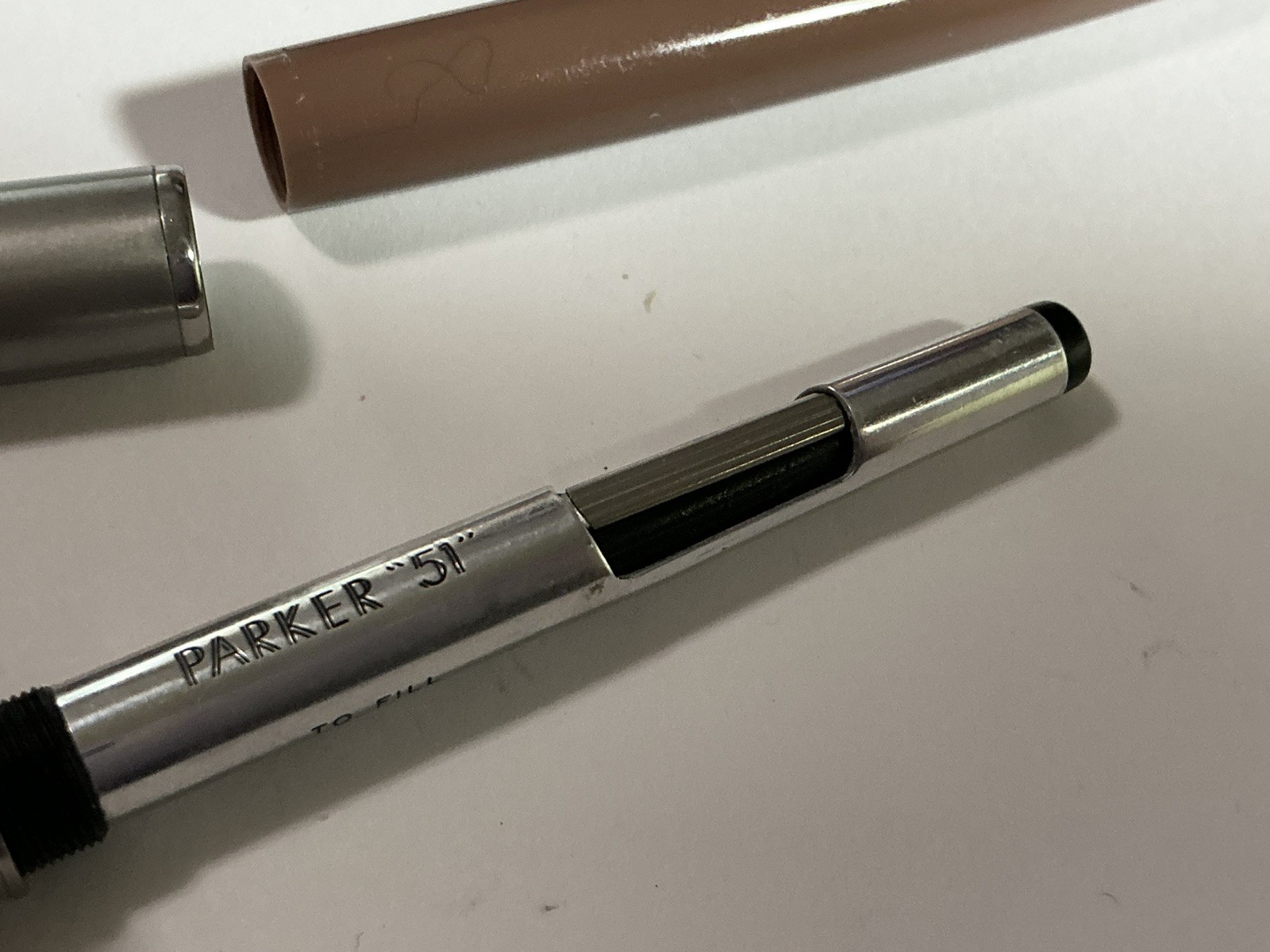 Vintage 1948 Parker 51 Demi Cocoa Fountain Pen – 14k Nib – Working Condition