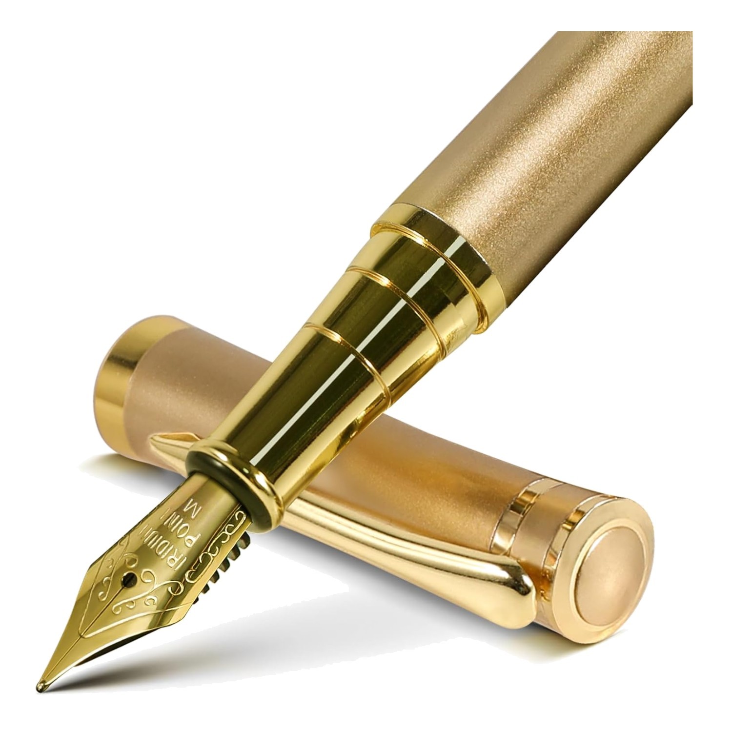 Fine Nib Fountain Pen Set with Ink Cartridges, Converter & Sleeve – Gold Finish