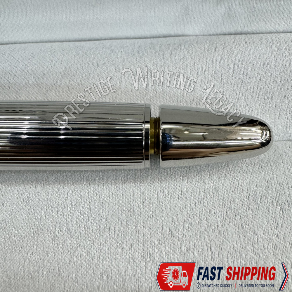 Silver Stripe Solitaire Silver Barley Fountain Pen With Montblanc Gift New W Box