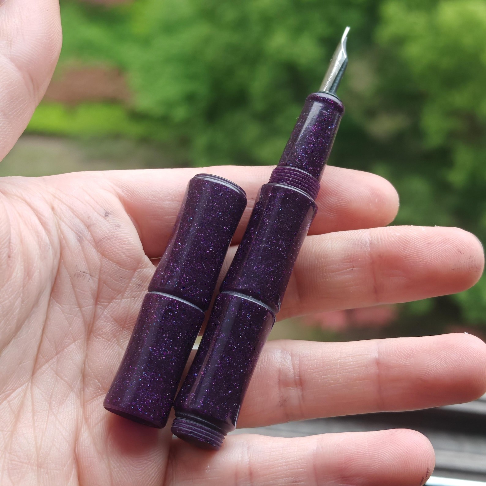 Pocket Acrylic Bamboo-Joint Sparkle Fountain Pen Converter Filler