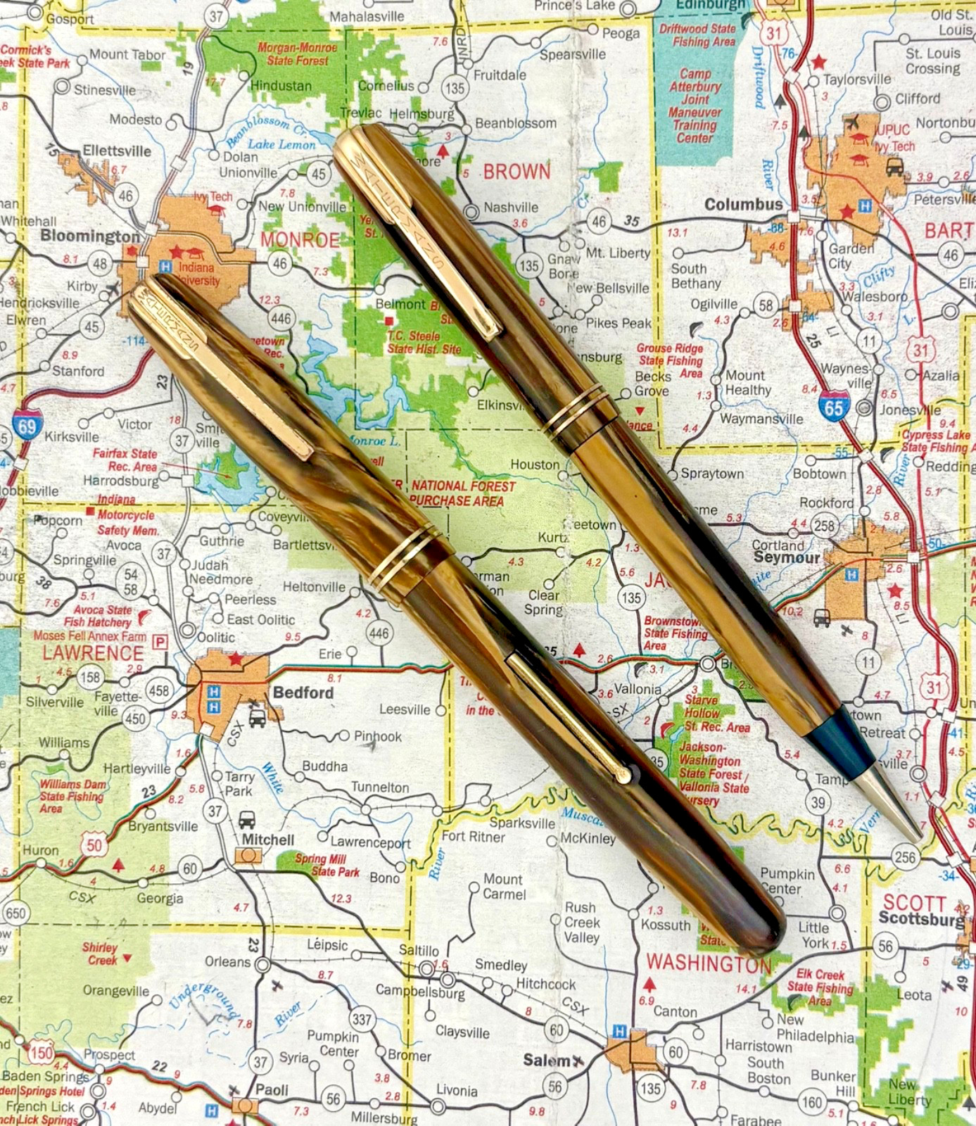 Vintage Waterman Fountain Pen & Pencil set, with branded 14k gold Nib, Restored