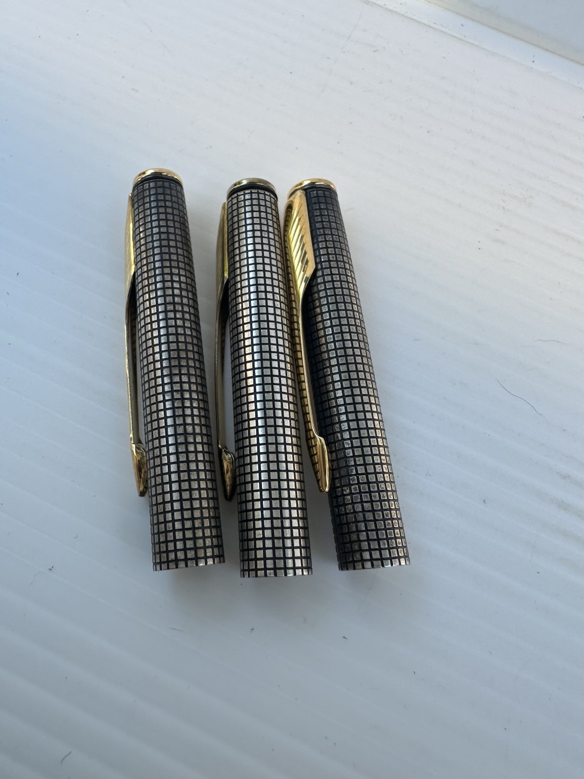 Lot Of 3 Parker Sterling Silver Caps with Gold Tone Trim – Bin JB