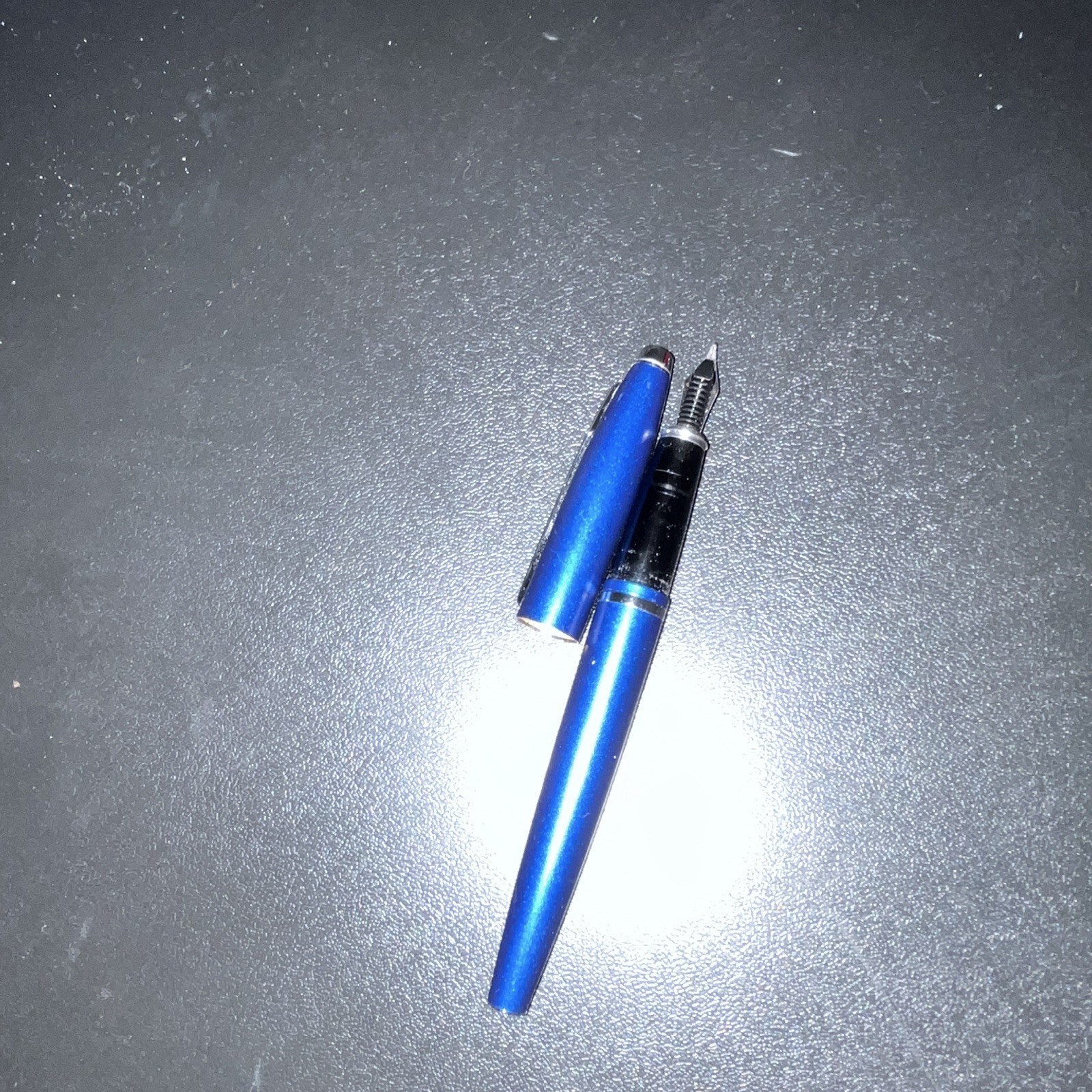 Cross Blue Ink Metal Fountain Pen Gold Trim Medium M Stainless Steel Nib
