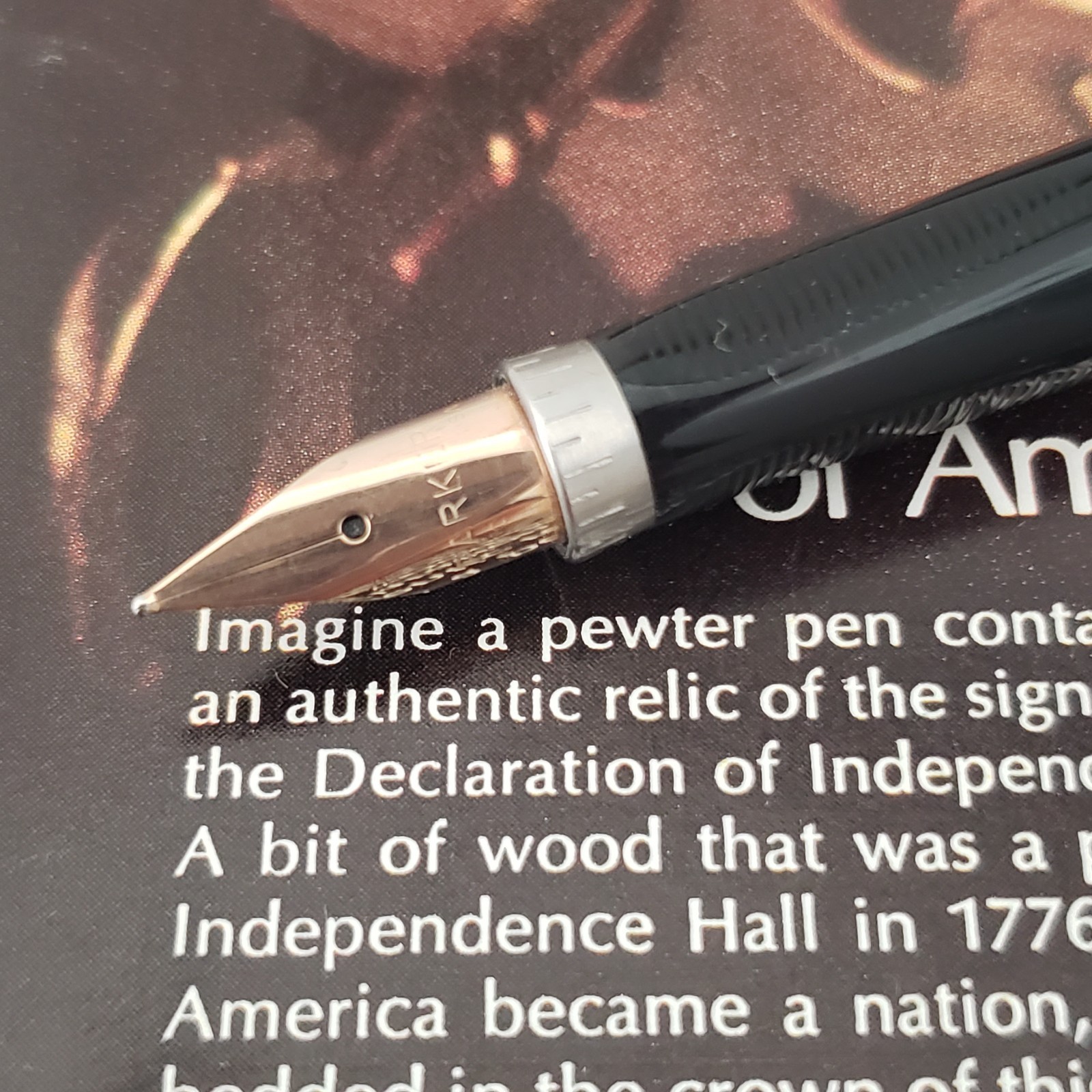 1975 Parker 75 Bicentennial Fountain Pen Made Pewter Cap & Barrel 14k Golf M Nib