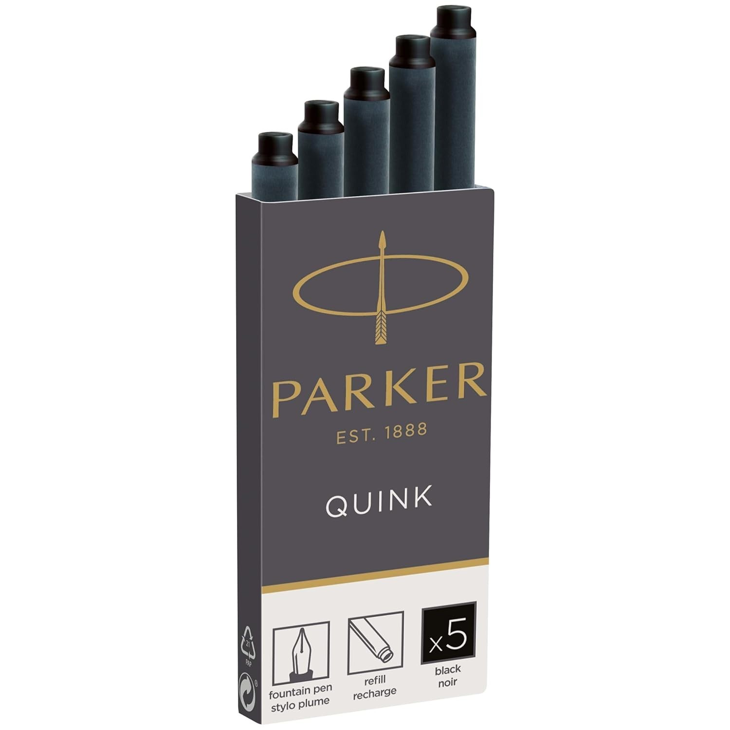 Set of 5 Parker Quink Fountain Pen Refills – Consistent Performance Guaranteed
