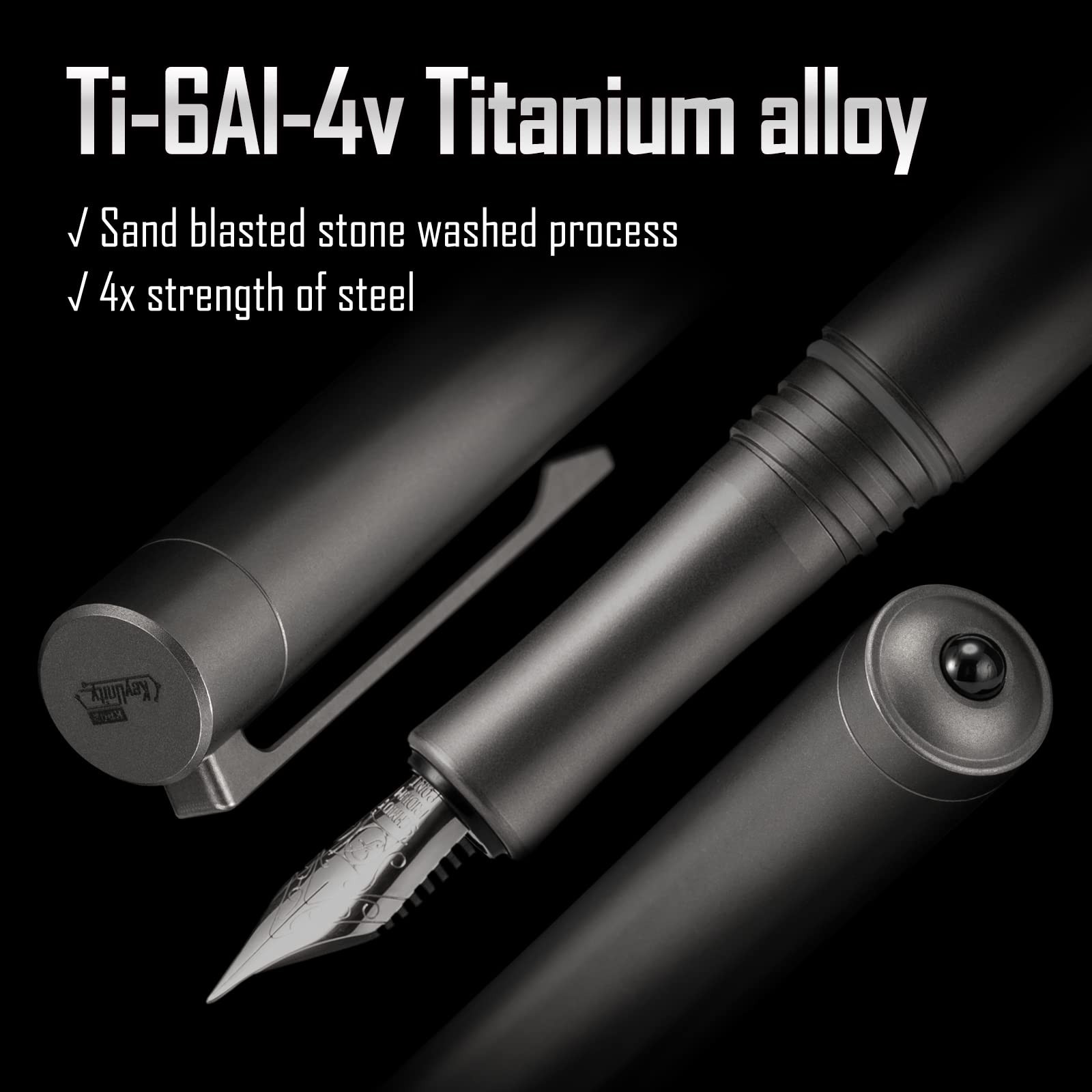 KP02 Fountain Pen Fine Nib with Ink Converter, Titanium Alloy Calligraphy Pen…