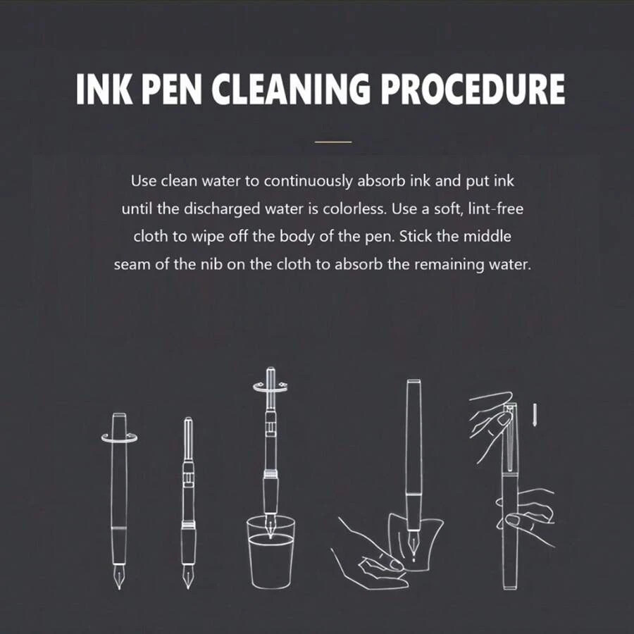 Fine Nib Metal Fountain Pen With 10pc Refillable Ink Cartridges Calligraphy Pen