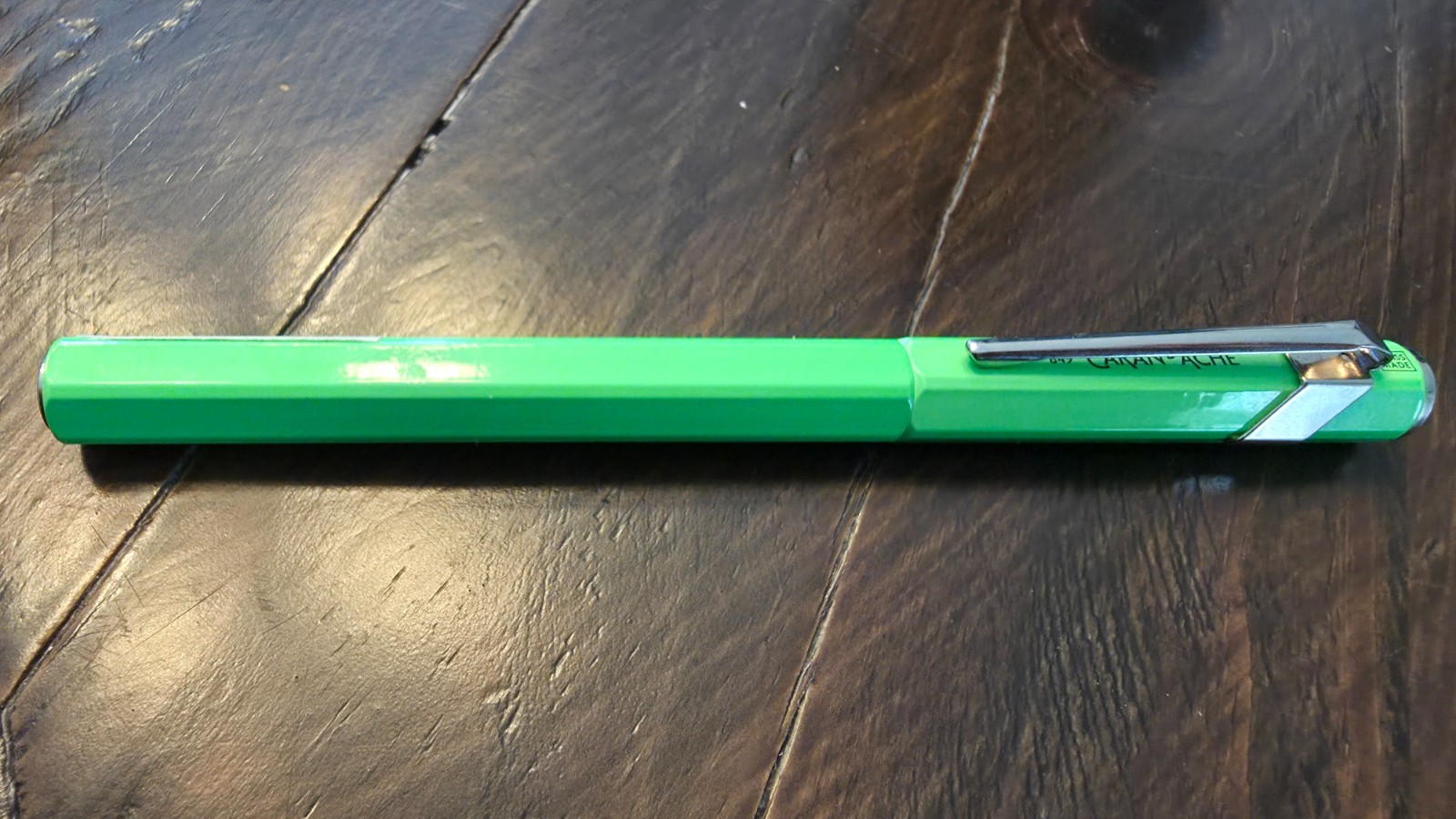 Caran d’Ache 849 Flourescent Green fountain pen, M steel nib, PreUsed