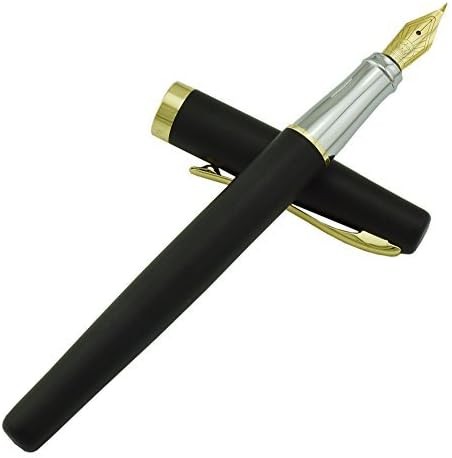 Duke 209 Bent Nib Fountain Pen Matte Black, Fude Calligraphy Writing Pen with Co
