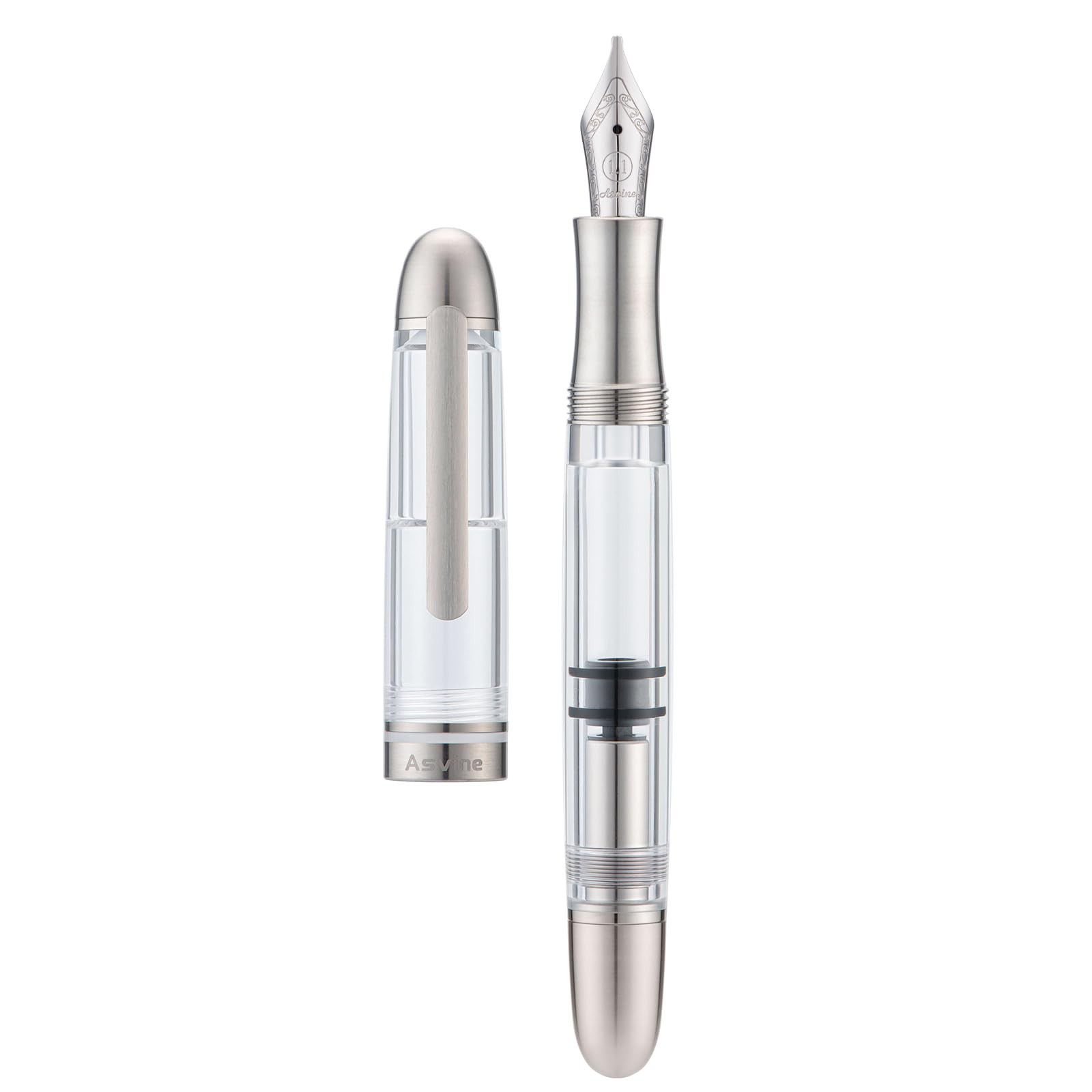 Asvine P36 Titanium Fountain Pen Piston Filling, Stub Nib 1.1mm Calligraphy Art