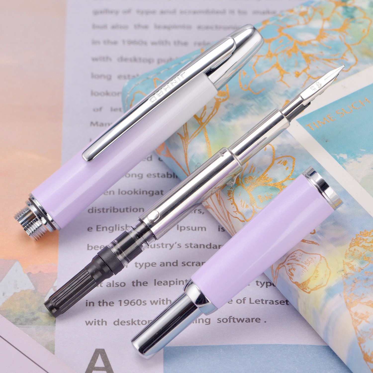 Jinhao 10 Press Retractable Fountain Pen EF/F/M Nib & Converter Writing Gift Pen