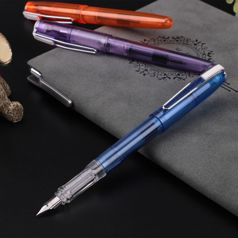 5 Color Wing Sung 3010 Transparent Fountain Pen Extra Fine/Fine 0.5mm/0.38mm Nib