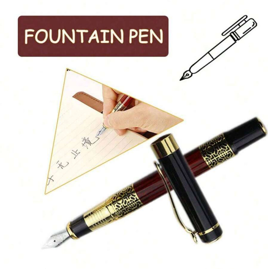 Fountain Pen Metal Fine Nib 0.5 mm Refill Converter Business 100 Blue/Black Ink