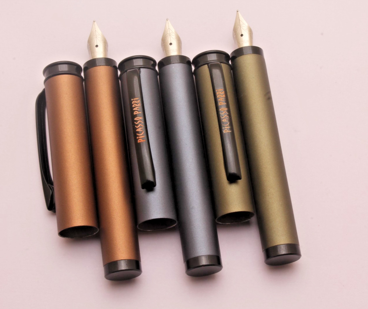 SET OF 6 MAGNETIC CAP SYSTEM FOUNTAIN PENS MINI SIZE METAL BODY PENS NEW