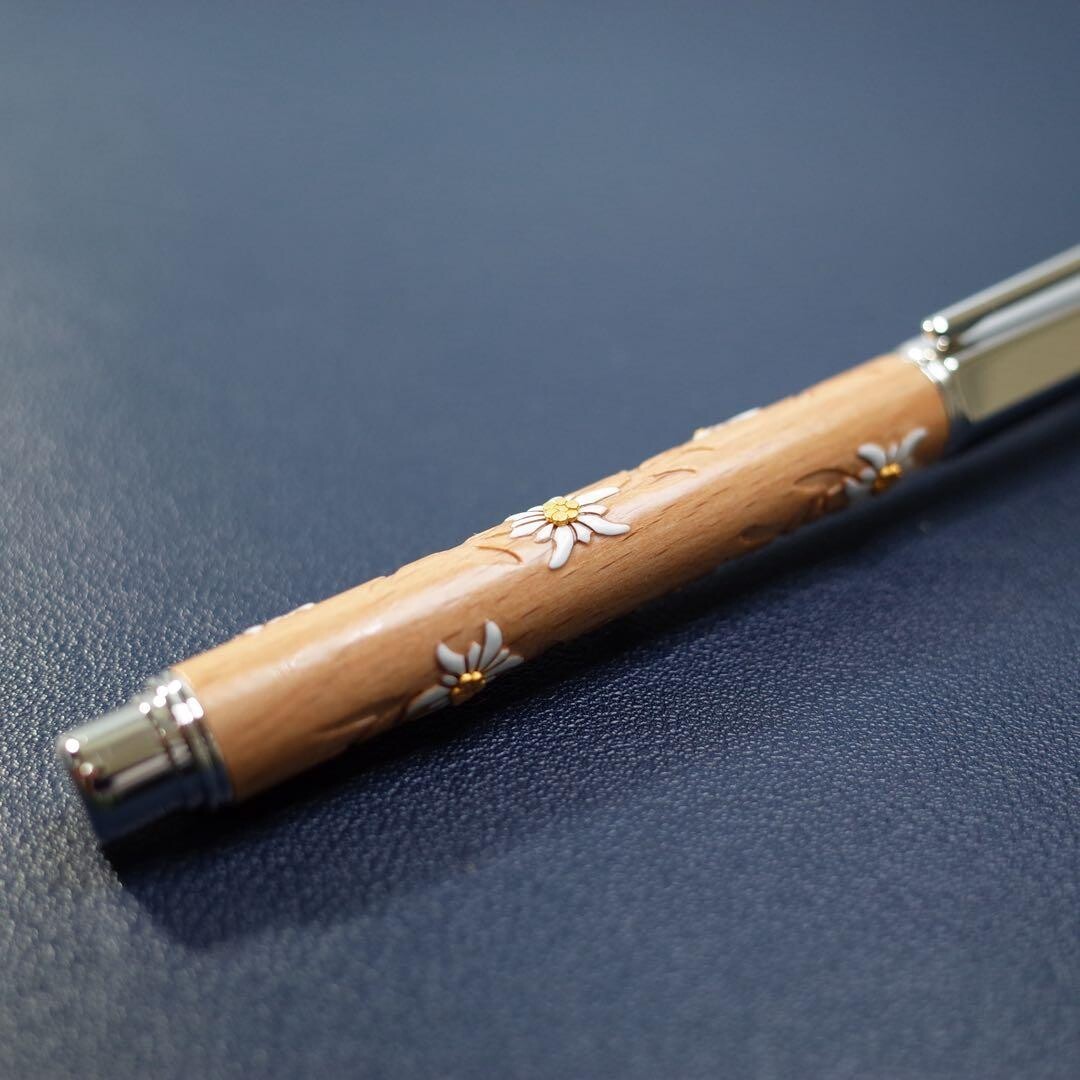 Caran d’Ache Varius Edelweiss Fountain Pen 18K Medium M Nib Limited Wood Boxed