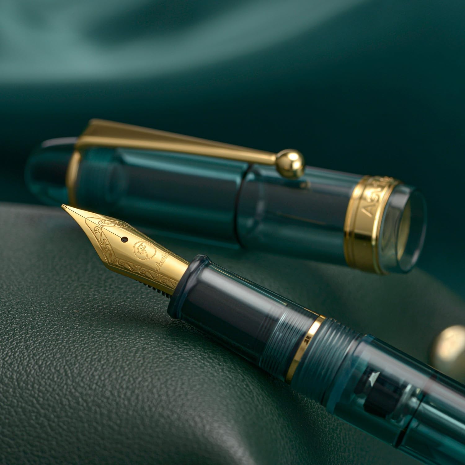 Asvine V126 Vacuum Filling Fountain Pen 1 Count (Pack of 1), Transparent Teal