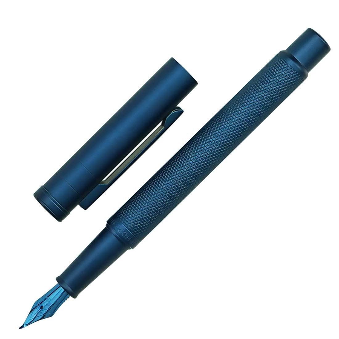 Hongdian Dark Blue Forest Fountain Pen, Bent Nib, Metal,Tree Texture,Calligraphy