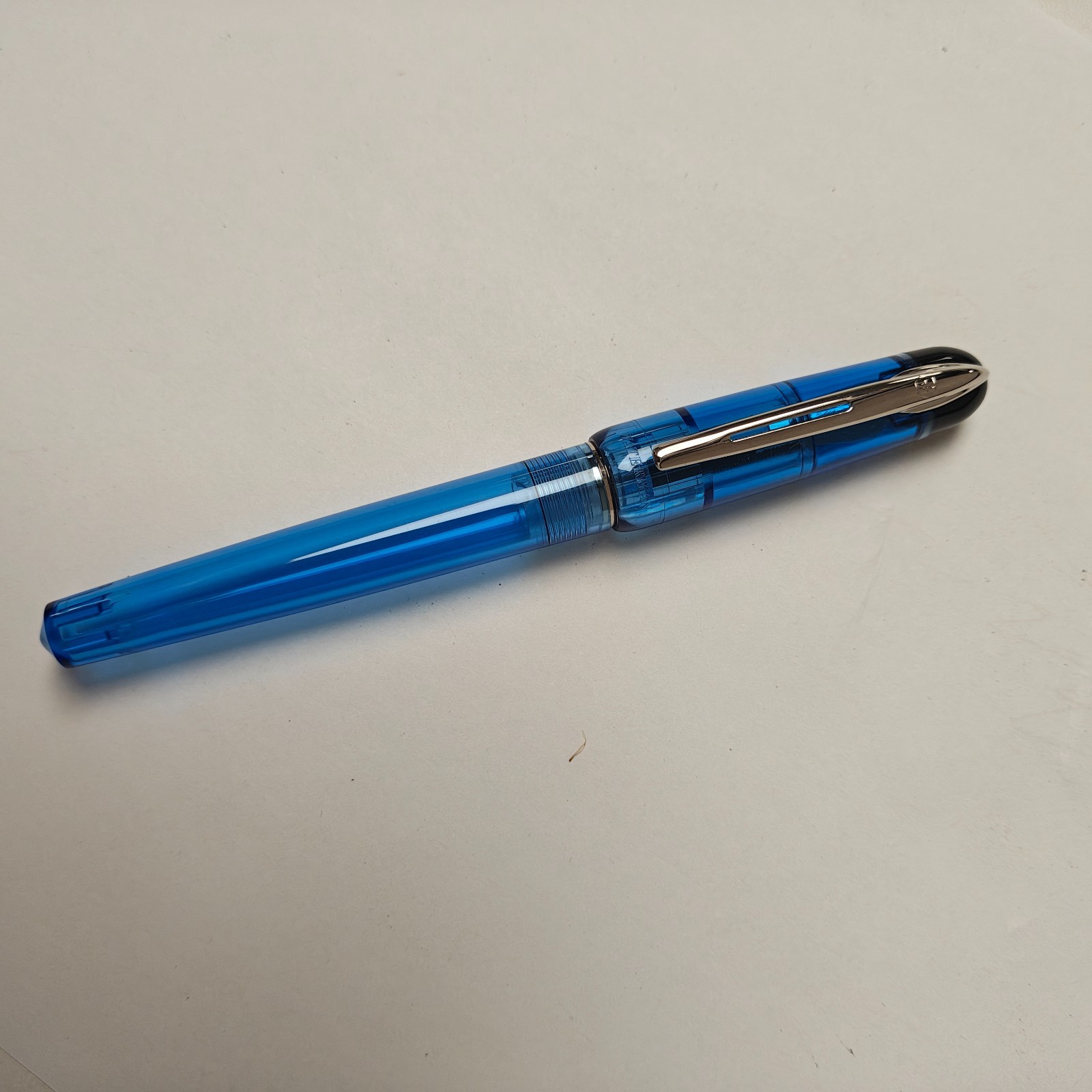 Vtg Waterman Kultur Fountain Pen Transparent Blue Demonstrator Fine Pt France