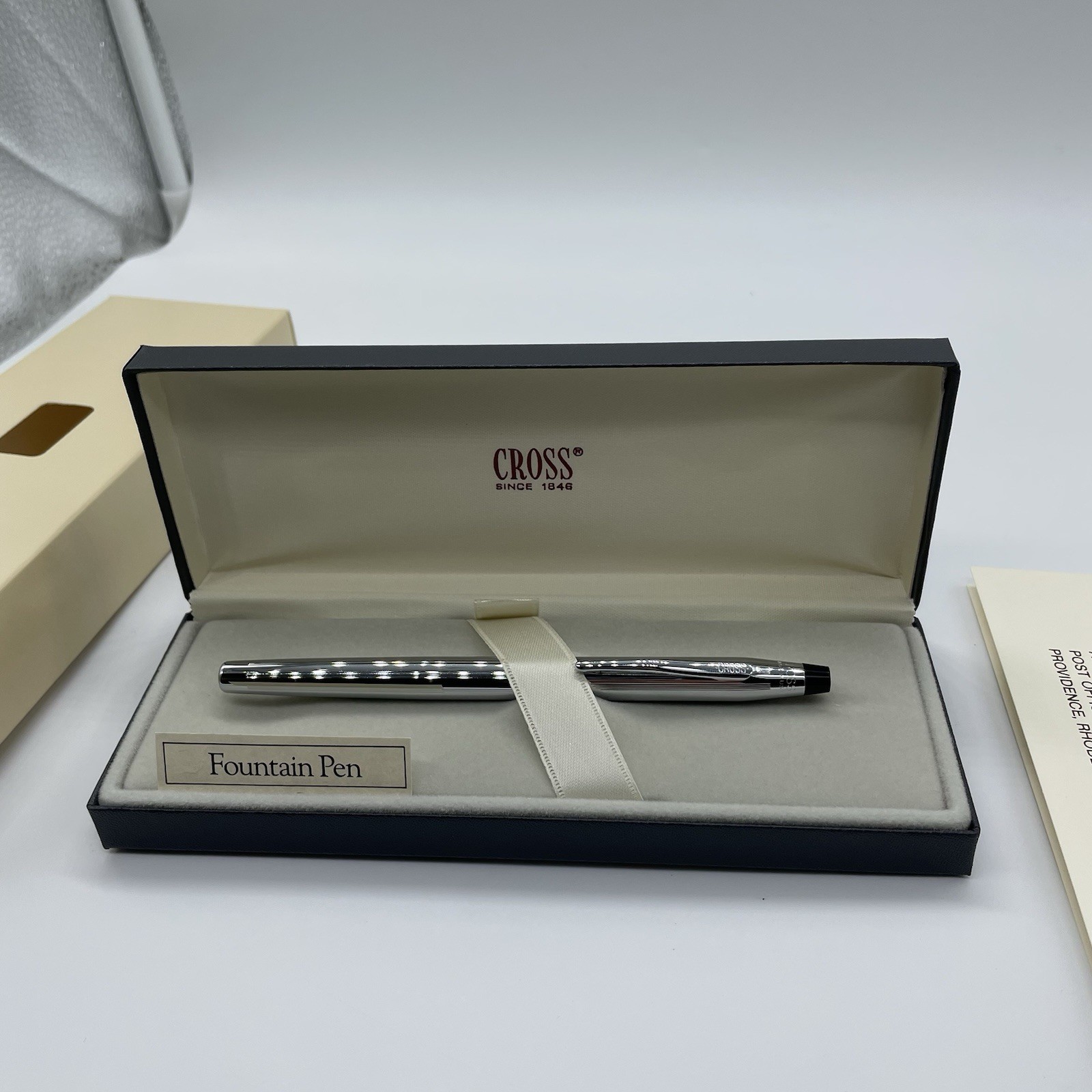 VINTAGE 3506 CROSS CHROME CLASSIC CENTURY LINE FOUNTAIN PEN M IN CASE W BOX!