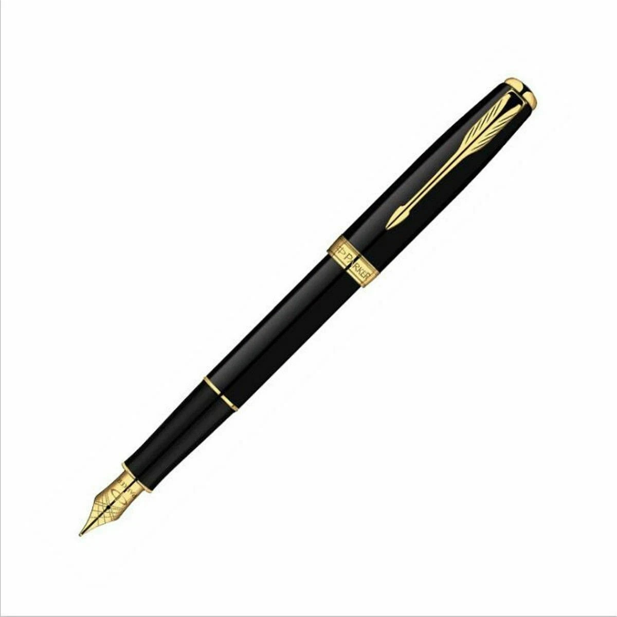 Good Black/Gold Clip Parker Sonnet Series Fine (F) Nib Fountain Pen No Box