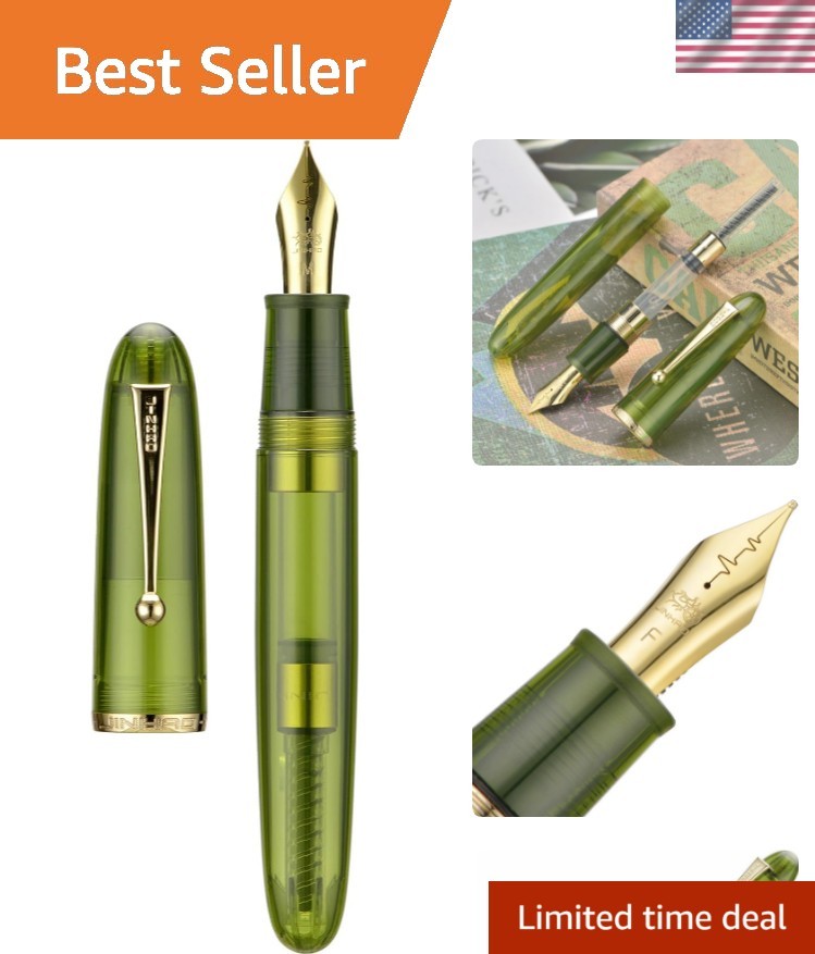 Jinhao 9019 Fountain Pen Dadao Series Green Acrylic Heartbeat Fine Nib Large …