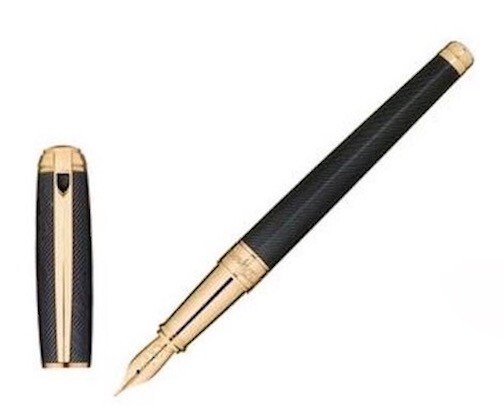 S.T. Dupont James Bond 007 Black & Gold Fountain Pen, ST410048, New In Box