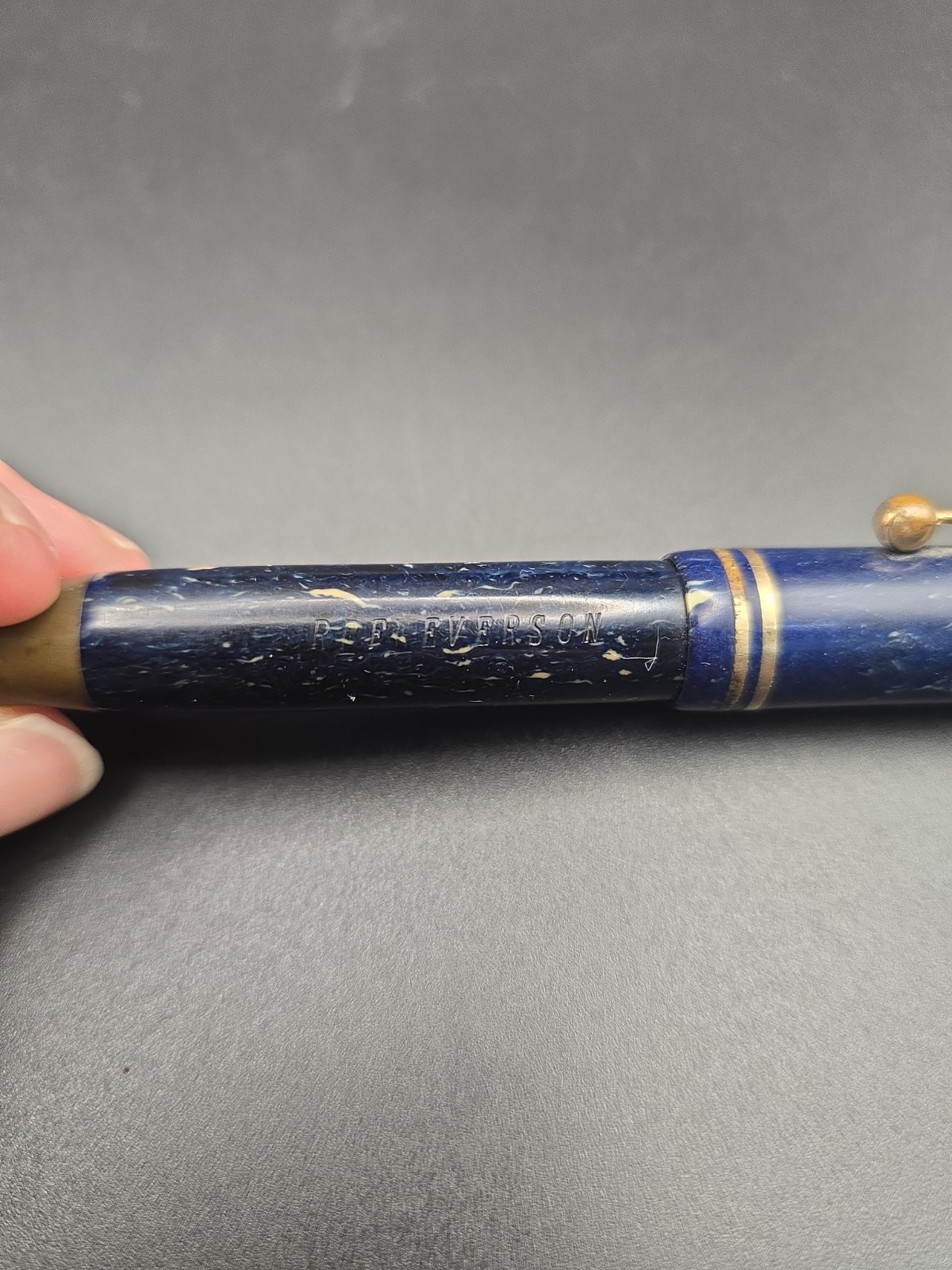 VTG 1920s Parker Duofold Lucky Curve Fountain Pen in Lapis Lazuli Blue Restorati