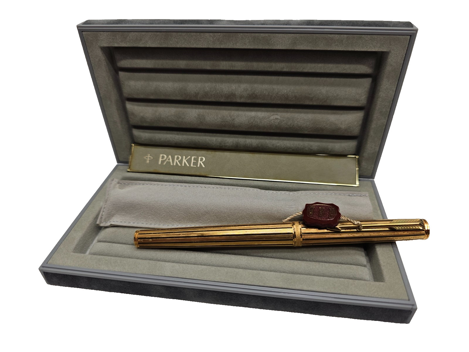 Parker Premier Rollerball Pen Gold Plated Black Laque Pinstripe Vintage France